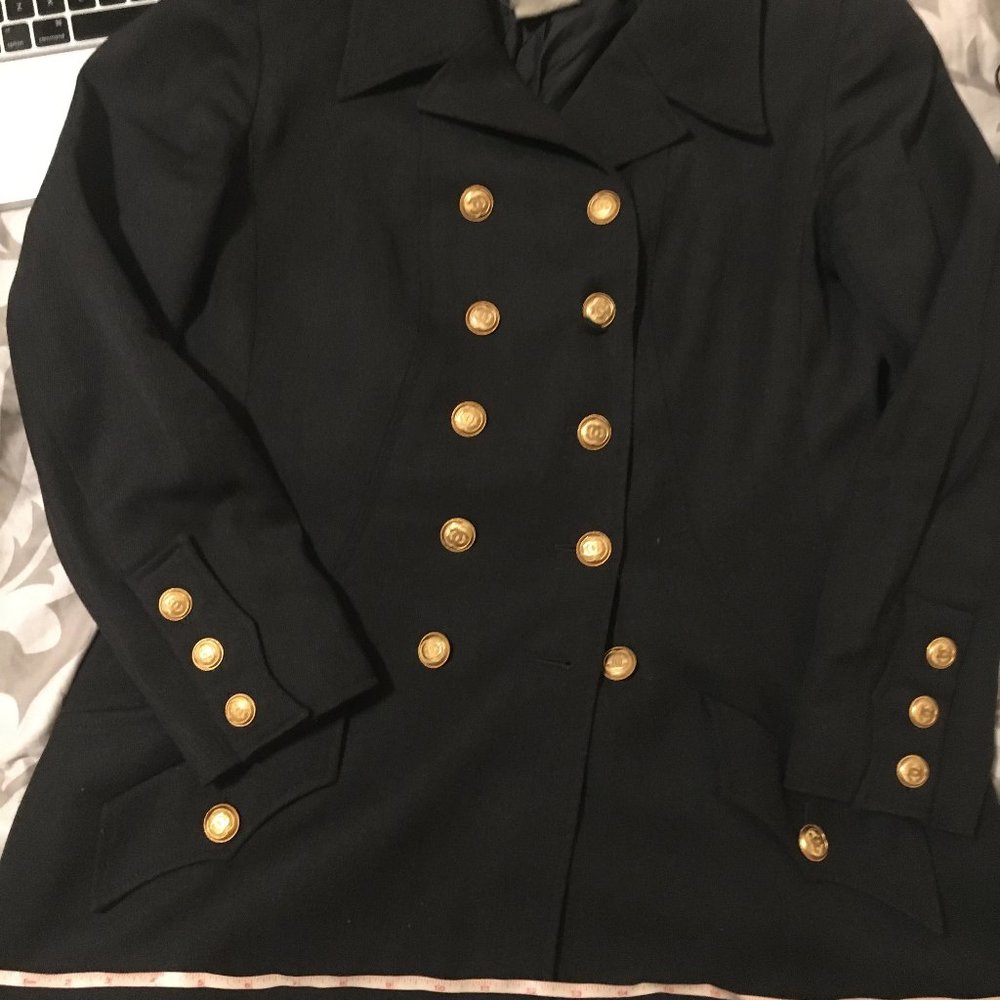 Last chance Chanel grey jacket classic cc gold